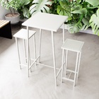 Conjunto Mesa Alta Bar Bistrô Branca 2 Bancos Botequim Indust