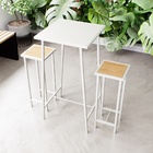 Conjunto Mesa Alta Bar Bistrô Branca 2 Bancos Pinus  Botequim