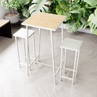 Conjunto Mesa Alta Bar Bistrô Pinus 2 Bancos Branco Botequim