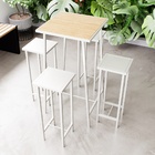 Conjunto Mesa Alta Bar Bistrô Pinus 4 Bancos Branco Botequim