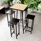 Conjunto Mesa Alta Bar Bistrô Pinus 4 Bancos Preto Botequim I