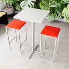 Conjunto Mesa Alta Bar Bistrô Quadrada Branca 2 Bancos Estofa