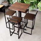 Conjunto Mesa Alta Bar Bistrô Quadrada Imbuia 4 Banquetas Con