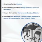 Conjunto Mesa Alta Bar Bistrô Quadrada Preta 2 Bancos Pinus I