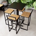 Conjunto Mesa Alta Bar Bistrô Quadrada Preta 4 Banquetas Conf