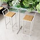 Conjunto Mesa Alta Bar Bistrô Quadrada Vidro 2 Banquetas Conf