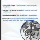 Conjunto Mesa Alta Bar Bistrô Quadrada Vidro 4 Banquetas Pinu
