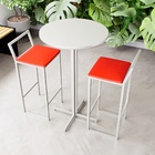 Conjunto Mesa Alta Bar Bistrô Redonda Branca 2 Banquetas Conf