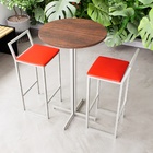 Conjunto Mesa Alta Bar Bistrô Redonda Imbuia 2 Banquetas Conf
