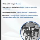 Conjunto Mesa Alta Bar Bistrô Redonda Imbuia 4 Banquetas Conf