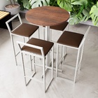 Conjunto Mesa Alta Bar Bistrô Redonda Imbuia 4 Banquetas Conf