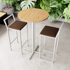 Conjunto Mesa Alta Bar Bistrô Redonda Pinus 2 Banquetas Confo