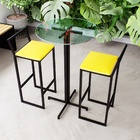 Conjunto Mesa Alta Bar Bistrô Redonda Vidro 2 Banquetas Confo