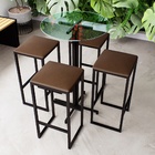Conjunto Mesa Alta Bar Bistrô Redonda Vidro 4 Bancos Estofado