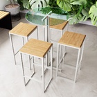 Conjunto Mesa Alta Bar Bistrô Redonda Vidro 4 Bancos Pinus In