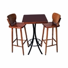 Conjunto Mesa Alta Bar Quadrada Tampo Em Madeira Com 2 Banque