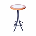 Conjunto Mesa Alta Bar Redonda Azulejo Branco Com 2 Banquetas