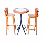 Conjunto Mesa Alta Bar Redonda Azulejo Branco Com 2 Banquetas