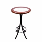 Conjunto Mesa Alta Bar Redonda Azulejo Branco Com 4 Banquetas