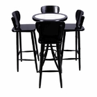 Conjunto Mesa Alta Bar Redonda Azulejo Branco Com 4 Banquetas