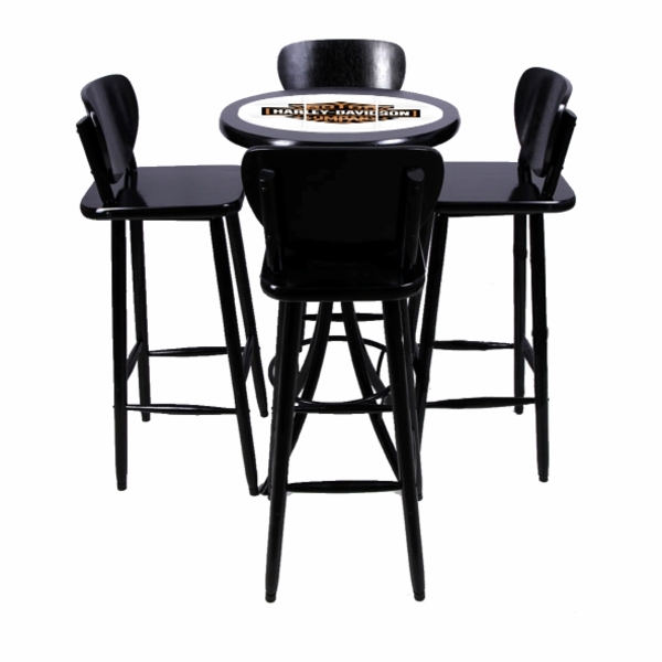 Conjunto Mesa Alta Bar Redonda Harley Davidson Com 4 Banqueta