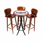 Conjunto Mesa Alta Bar Redonda Personalizado Cerveja Com 3 Ba