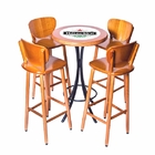 Conjunto Mesa Alta Bar Redonda Personalizado Cerveja Com 4 Ba