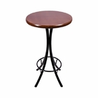 Conjunto Mesa Alta Bar Redonda Tampo Em Madeira Com 4 Banquet