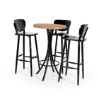 Conjunto Mesa Alta Bar Redonda Tampo Em Mdf Noronha Com 3 Ban