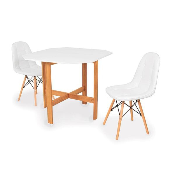 Conjunto Mesa Aparador Branca + 2 Cadeiras Botonê - Branca