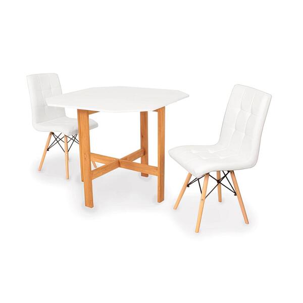 Conjunto Mesa Aparador Branca + 2 Cadeiras Gomos - Branca