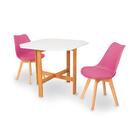 Conjunto Mesa Aparador Branca + 2 Cadeiras Leda - Rosa