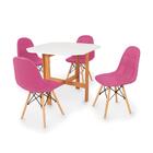 Conjunto Mesa Aparador Branca + 4 Cadeiras Botonê - Rosa