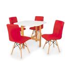 Conjunto Mesa Aparador Branca + 4 Cadeiras Gomos - Vermelha