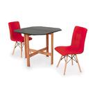 Conjunto Mesa Aparador Preta + 2 Cadeiras Gomos - Vermelha