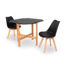 Conjunto Mesa Aparador Preta + 2 Cadeiras Leda - Preta