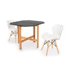 Conjunto Mesa Aparador Preta + 2 Cadeiras Slim - Branca