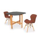 Conjunto Mesa Aparador Preta + 2 Cadeiras Slim - Marrom