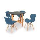 Conjunto Mesa Aparador Preta + 4 Cadeiras Slim - Turquesa