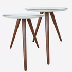 Conjunto Mesa Apoio Lateral Vidro Laqueado  Par