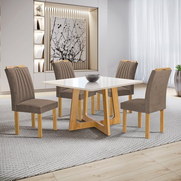 Conjunto Mesa Arizona 100cm Com 4 Cadeiras Arizona Tampo Slim