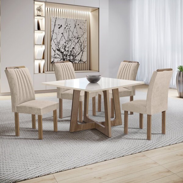 Conjunto Mesa Arizona 100cm Com 4 Cadeiras Arizona Tampo Slim