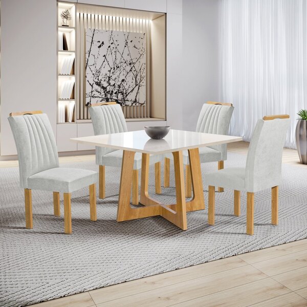 Conjunto Mesa Arizona 100cm Com 4 Cadeiras Arizona Tampo Slim