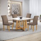 Conjunto Mesa Arizona 100cm Com 4 Cadeiras Canela Tampo Slim