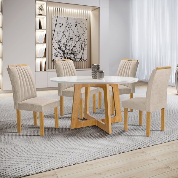 Conjunto Mesa Arizona 120cm Com 4 Cadeiras Arizona Tampo Redo