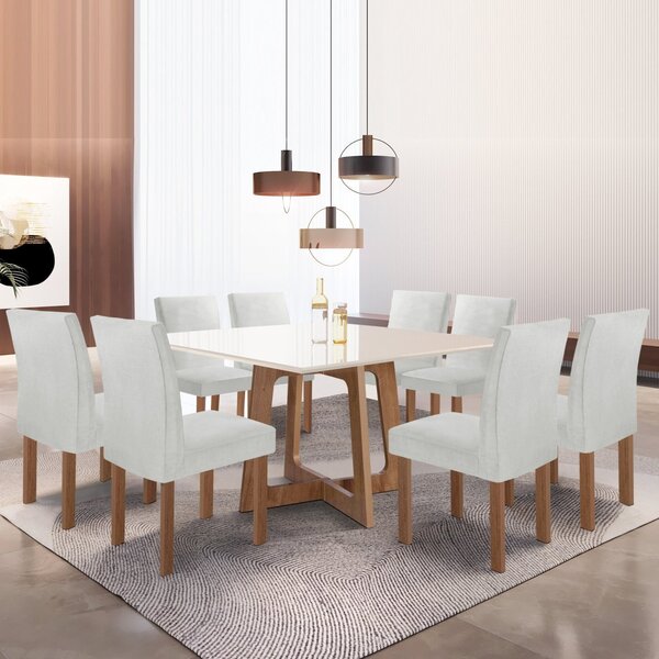 Conjunto Mesa Arizona 135cm Com 8 Cadeiras Canela Tampo Slim