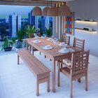 Conjunto Mesa, Banco E 4 Cadeiras Madeira Maciça  Madeira