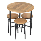 Conjunto de Mesa com Cadeiras para Jardim 76x70cm Fenix 4 peças Alumínio Tampo de Madeira Marrom Metalnew