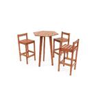 Conjunto Mesa Bar Sextavada Com 3 Banquetas Em Madeira Maciça