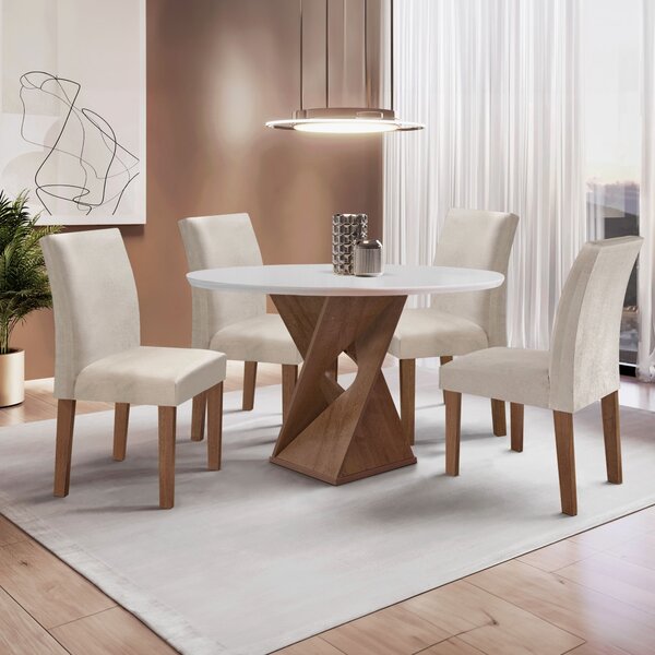 Conjunto Mesa Barcelona 100cm Com 4 Cadeiras Espanha Tampo Sl